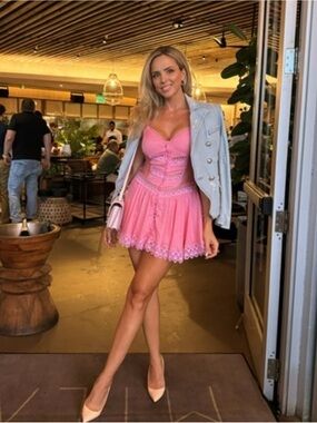 Charo Ruiz Pink Lace Dress